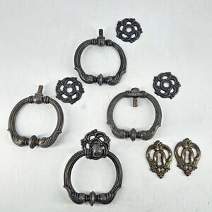 Set of 4 Ornate Victorian cabinet drawer Pull Handles n 2 keyholes